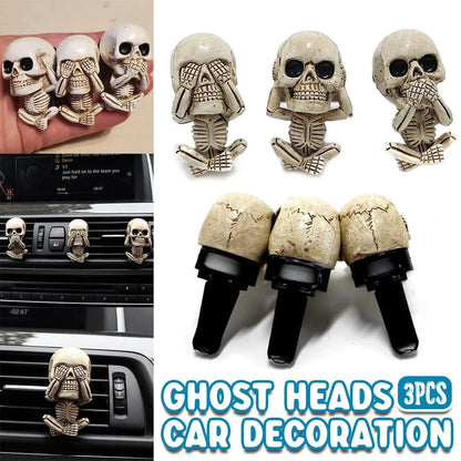 3pcs Ghost Head Car Decoration Accessories Halloween Ornament Vehicle Interior