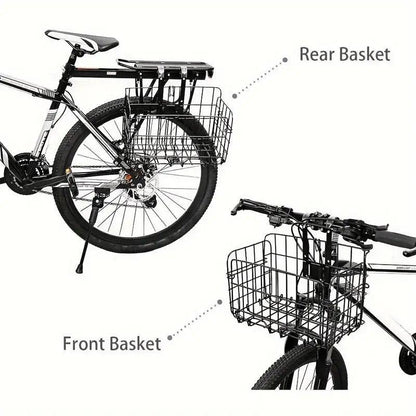Foldable Bicycle Basket Front and Rear Hanging Storage Rack Bike Accessories - Silver