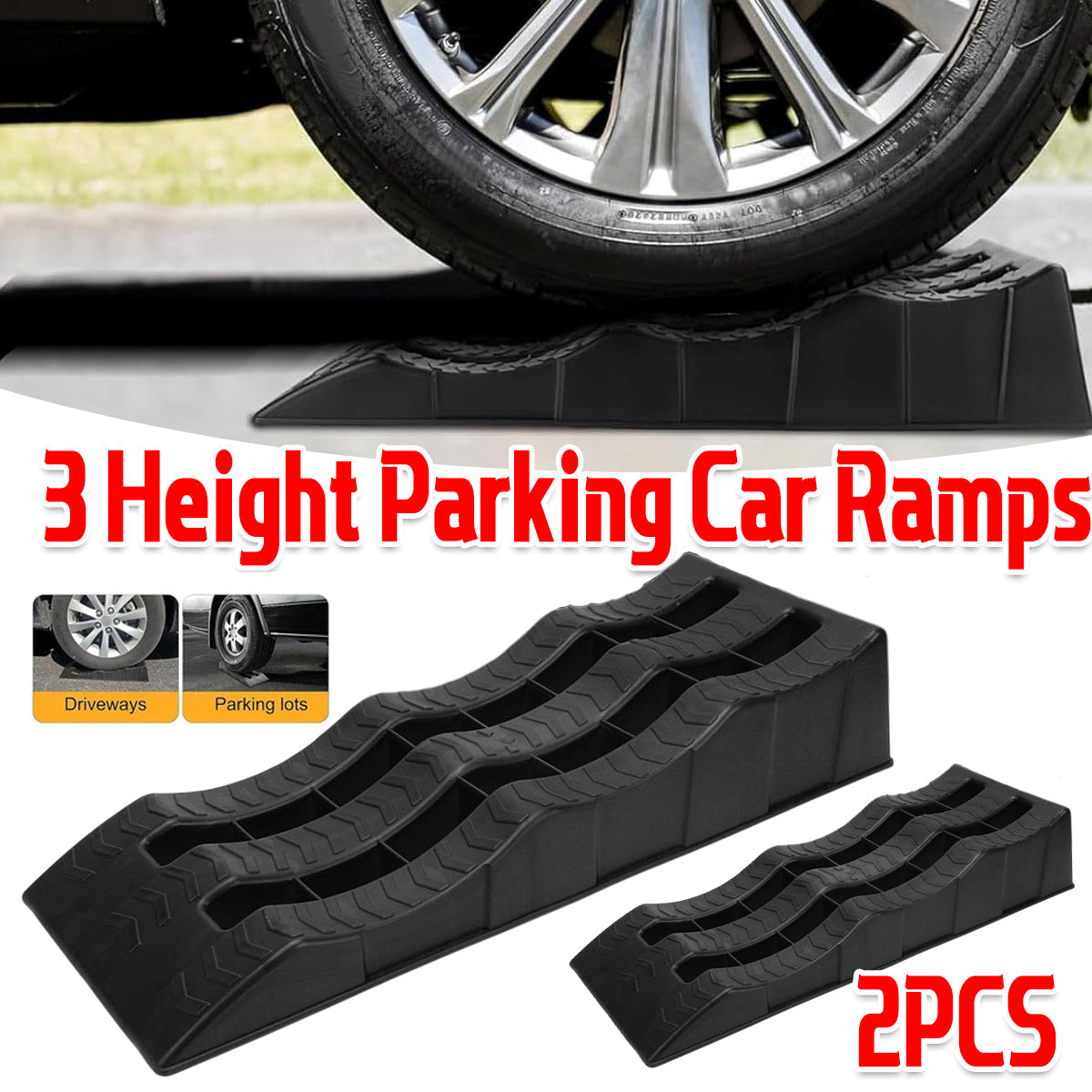 2pcs Plastic Three Step Parking Tire Pads for Cars Recreational Vehicles RV