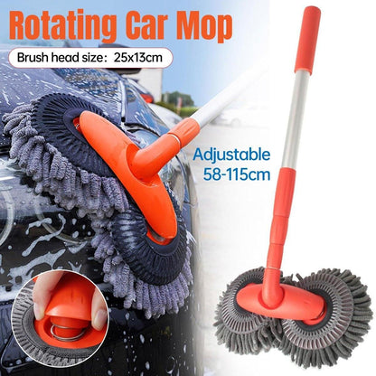 1-Piece Extendable Double-Head Car Wash Mop, Orange and Grey