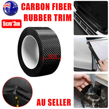 Cardoor Sill Protector Strip Carbon Fiber Bumper Sticker Rubber Trim Edge 5Cm*3M