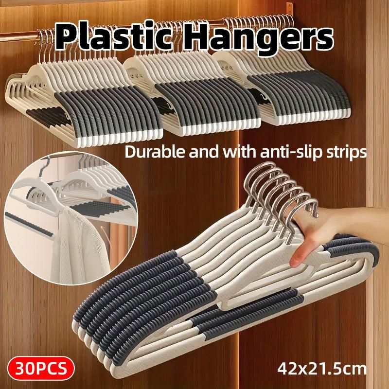 30-Piece Grey and White Non-Slip Clothes Hanger Set