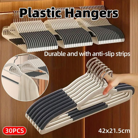 30-Piece Grey and White Non-Slip Clothes Hanger Set