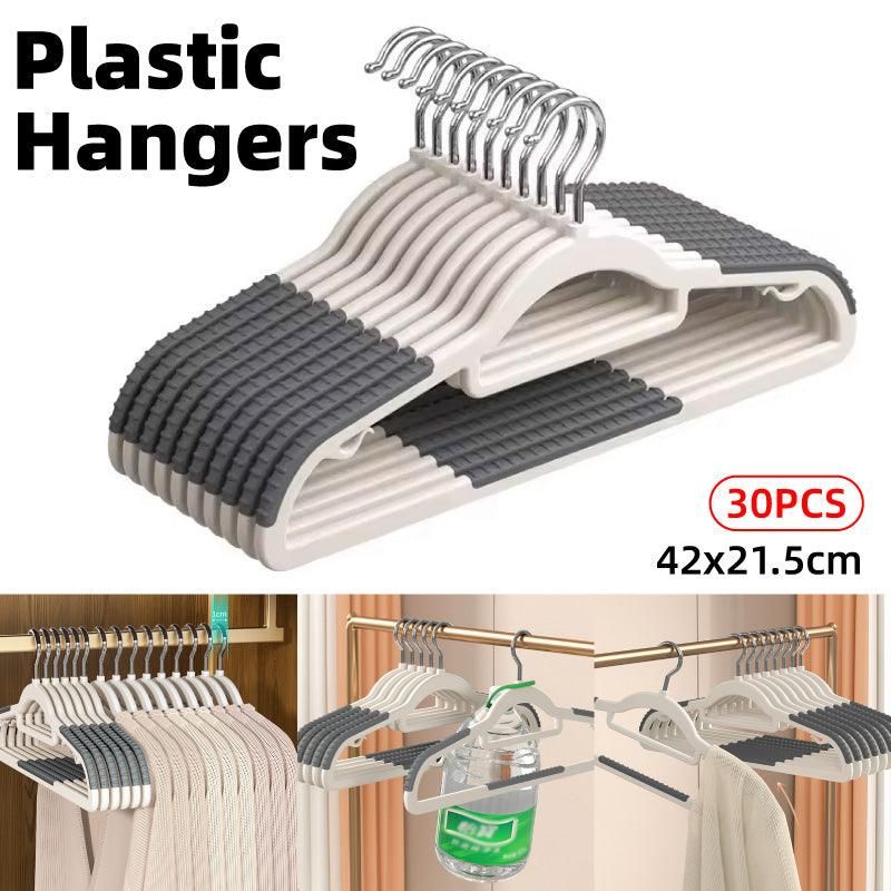 30-Piece Grey and White Non-Slip Clothes Hanger Set