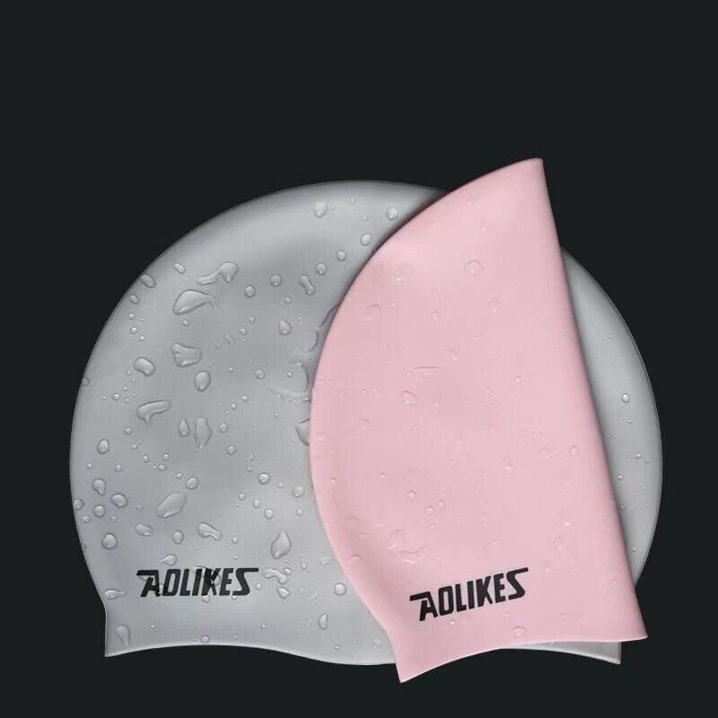 Aolikes Silicone Swimming Cap Waterproof Unisex Swim Hat for Men and Women - Blue