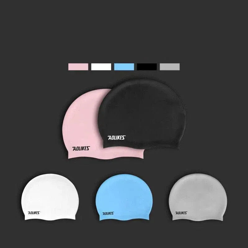 Aolikes Silicone Swimming Cap Waterproof Unisex Swim Hat for Men and Women - Blue
