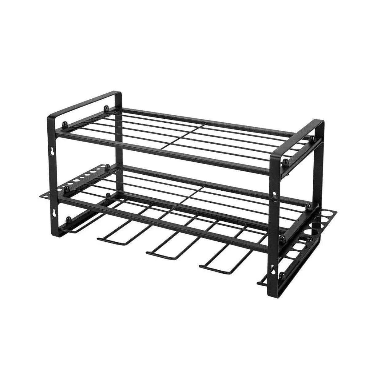 Wall Mounted Power Tool Rack Organiser, 3 Tier, Black, 1 Unit