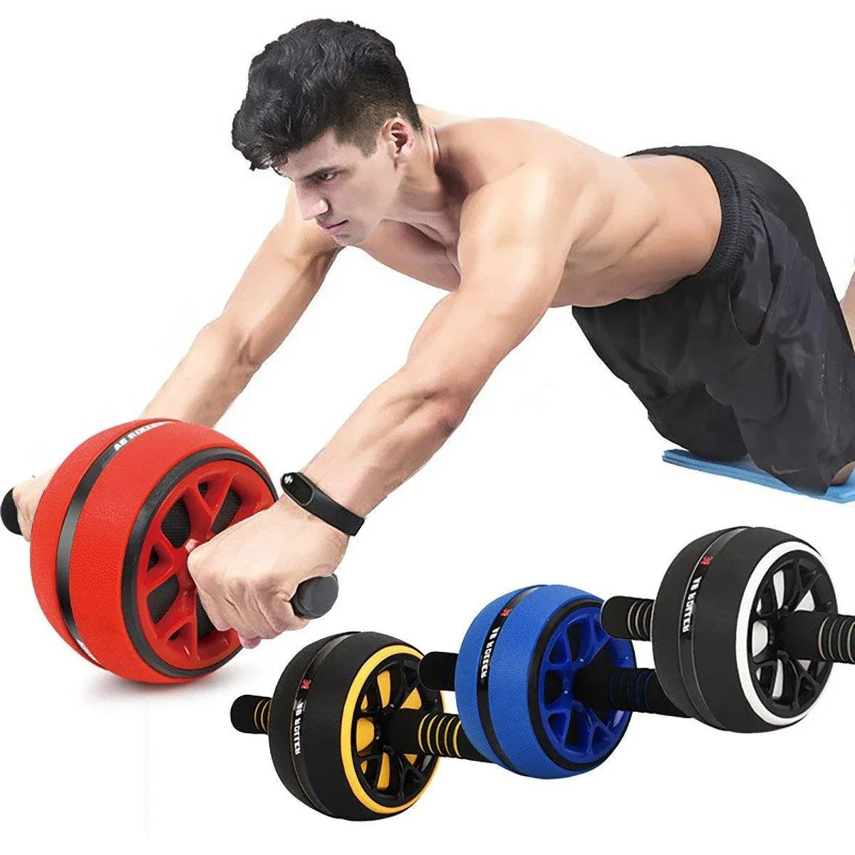 Abdominal Muscle Wheel Exercise Roller Fitness Equipment for Home Gym Men Women - Red