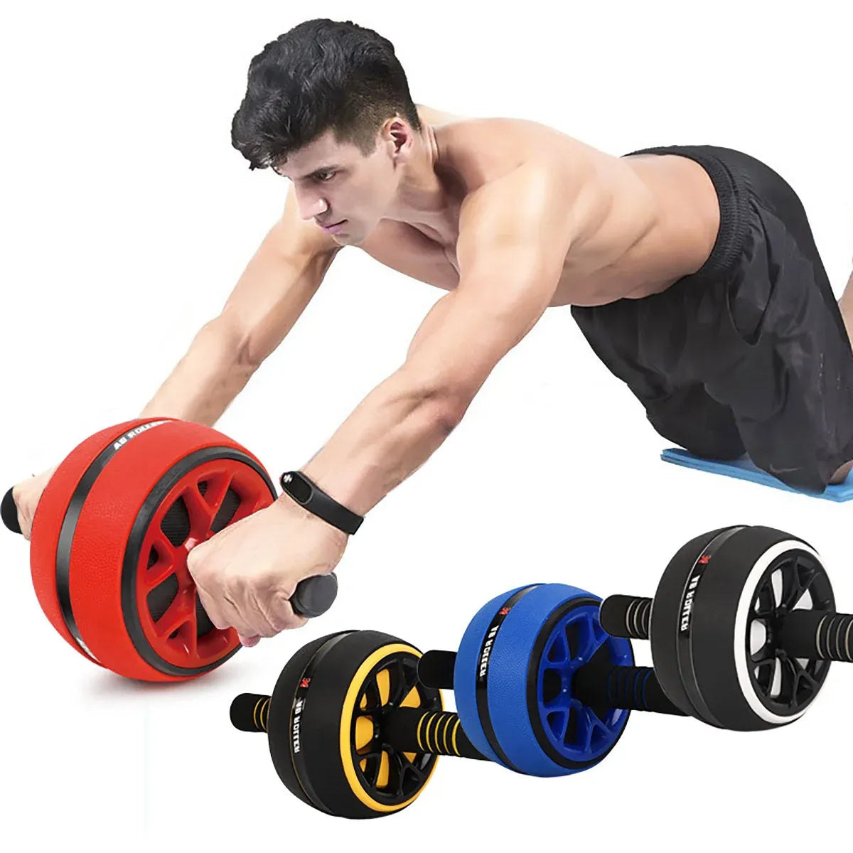 Abdominal Muscle Wheel Exercise Roller Fitness Equipment for Home Gym Men Women - Red