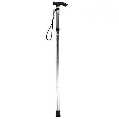 Folding Walking Stick Travel Cane Adjustable Height 82 to 92cm Aluminium Anti Slip - Brown
