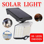 66 LED Solar Motion Sensor Light Outdoor Wall Security Lamp with 3 Heads