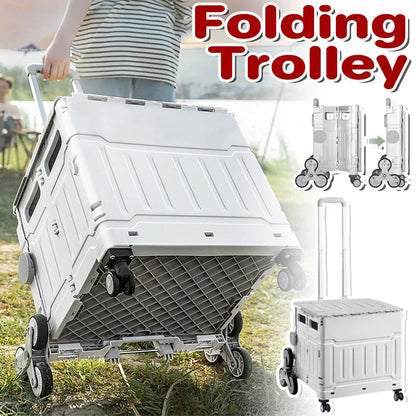 Light Grey Folding Utility Trolley with Lid - 1 Piece