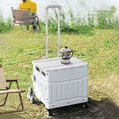 Light Grey Folding Utility Trolley with Lid - 1 Piece