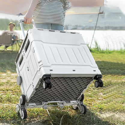 Light Grey Folding Utility Trolley with Lid - 1 Piece