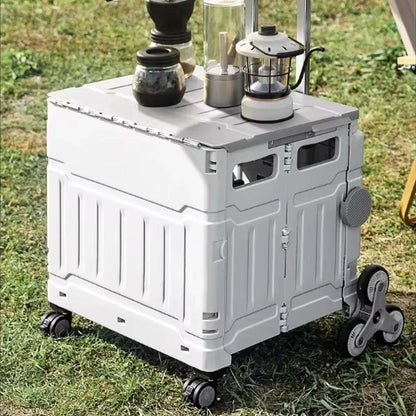 Light Grey Folding Utility Trolley with Lid - 1 Piece