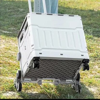Light Grey Folding Utility Trolley with Lid - 1 Piece