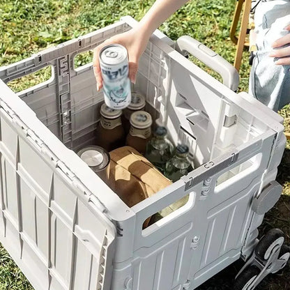 Light Grey Folding Utility Trolley with Lid - 1 Piece