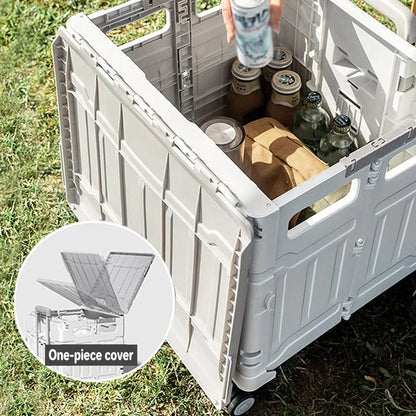 Light Grey Folding Utility Trolley with Lid - 1 Piece