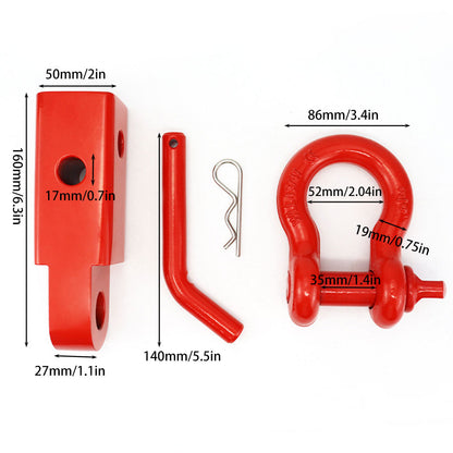 Red Trailer Arm Off Road Rescue Tow Hook Heavy Duty Steel for SUV Road Vehicle