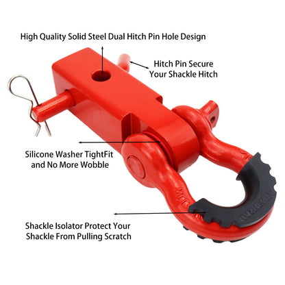 Red Trailer Arm Off Road Rescue Tow Hook Heavy Duty Steel for SUV Road Vehicle