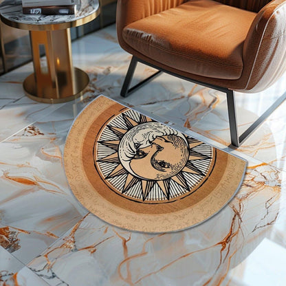 Semi Circular Non Slip Door Mat Household Entrance Carpet for Living Room Use