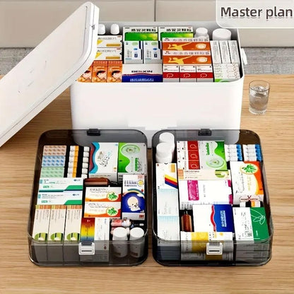 4 Layer Medicine Box Portable Medical Storage Family First Aid Emergency Box