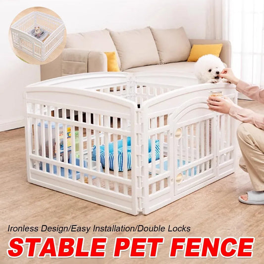 White Indoor Pet Playpen with Gate 91 x 91 x 60 cm - 1 Piece
