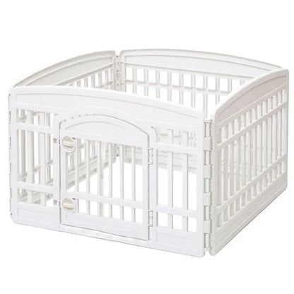 White Indoor Pet Playpen with Gate 91 x 91 x 60 cm - 1 Piece