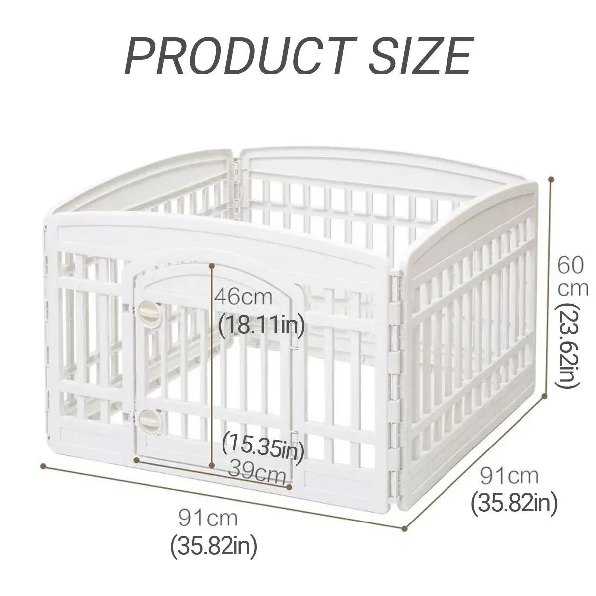 White Indoor Pet Playpen with Gate 91 x 91 x 60 cm - 1 Piece