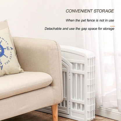 White Indoor Pet Playpen with Gate 91 x 91 x 60 cm - 1 Piece