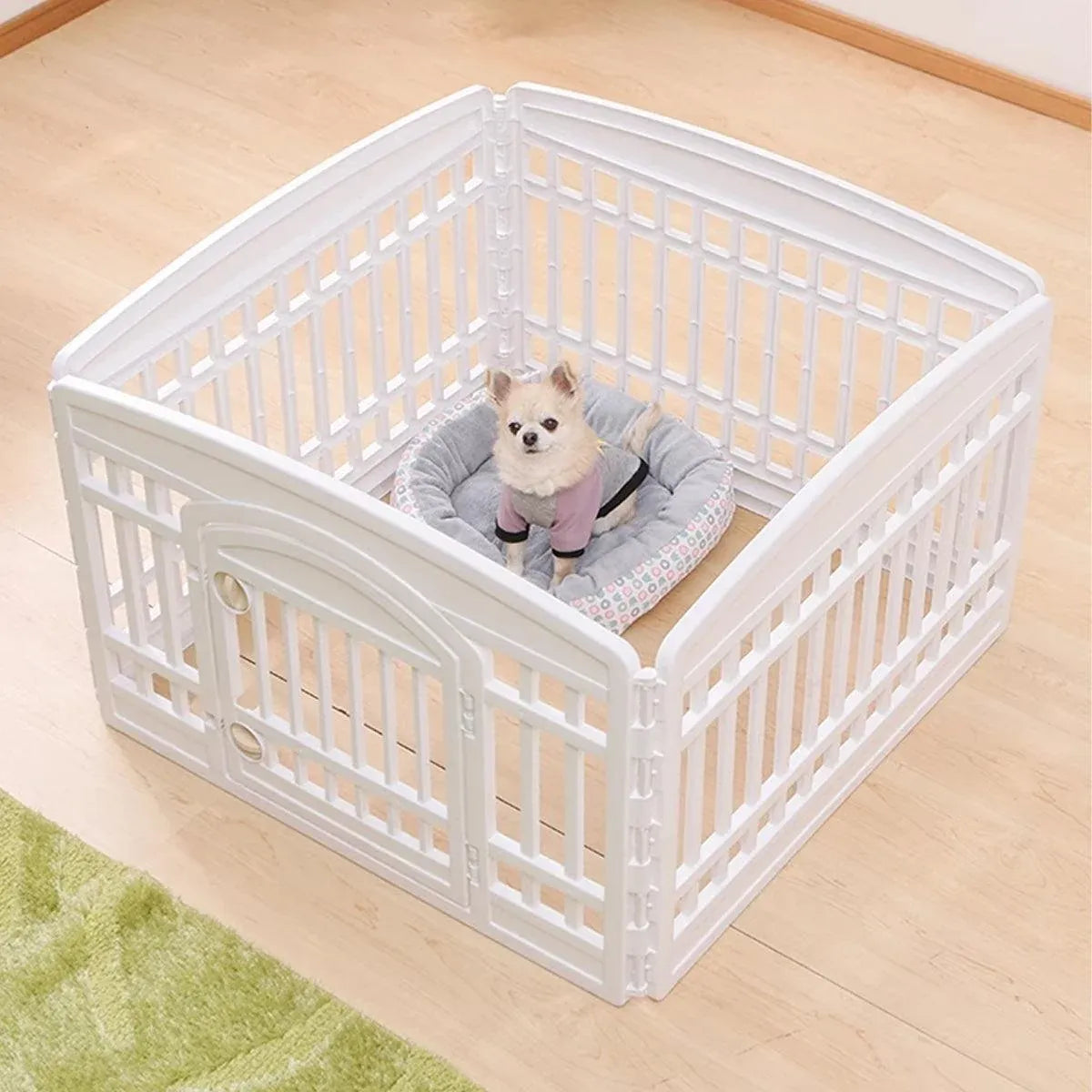 White Indoor Pet Playpen with Gate 91 x 91 x 60 cm - 1 Piece