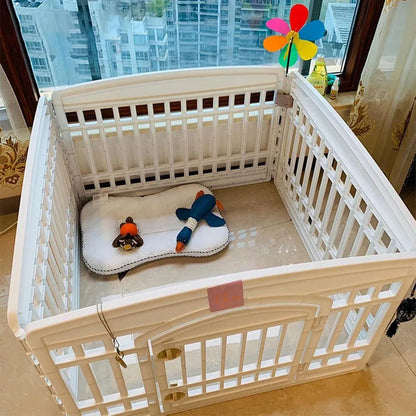 White Indoor Pet Playpen with Gate 91 x 91 x 60 cm - 1 Piece
