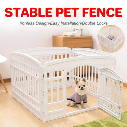 White Indoor Pet Playpen with Gate 91 x 91 x 60 cm - 1 Piece