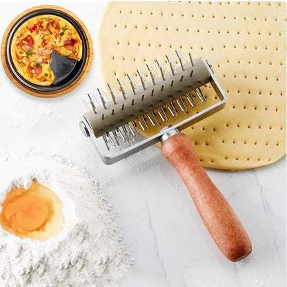 1-Piece Pizza Dough Docker Roller with Handle