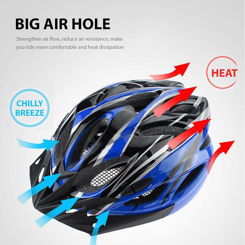 Lightweight Bicycle Helmet Adjustable Cycling Gear for Road or Mountain Bike Riding - Black Red