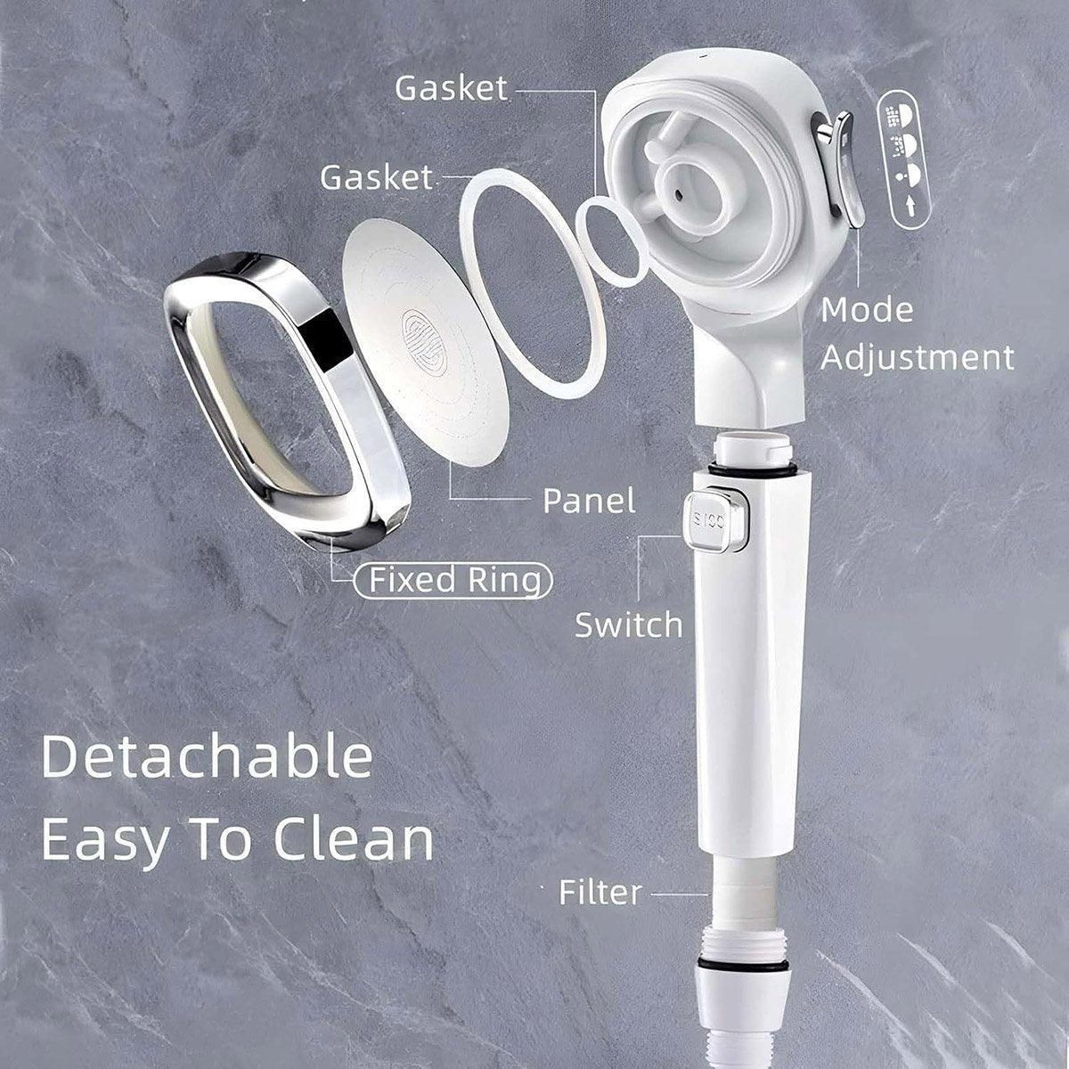High Pressure Handheld Shower Head with Filter for Bathroom Water Saving Spray - Pink Blue
