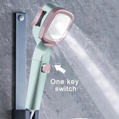 High Pressure Handheld Shower Head with Filter for Bathroom Water Saving Spray - Pink Blue