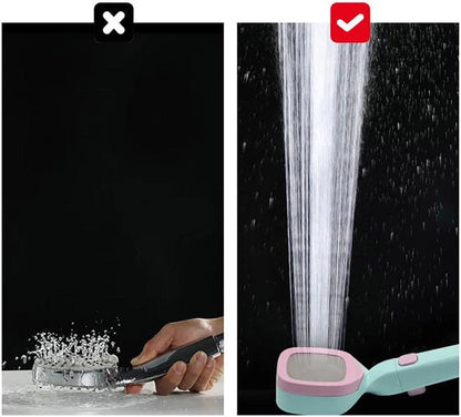 High Pressure Handheld Shower Head with Filter for Bathroom Water Saving Spray - Pink Blue