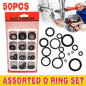 Rubber O-Ring Assortment Kit 50PC- Pack O-Rings Set Automotive Plumbing Seals