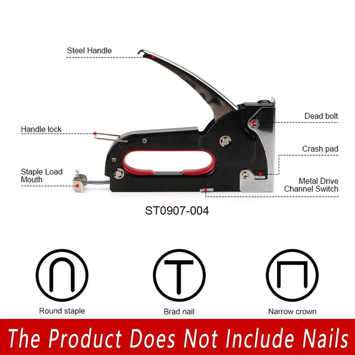 3-in-1 Manual Staple Gun Tacker, 1 Piece, Staples Not Included