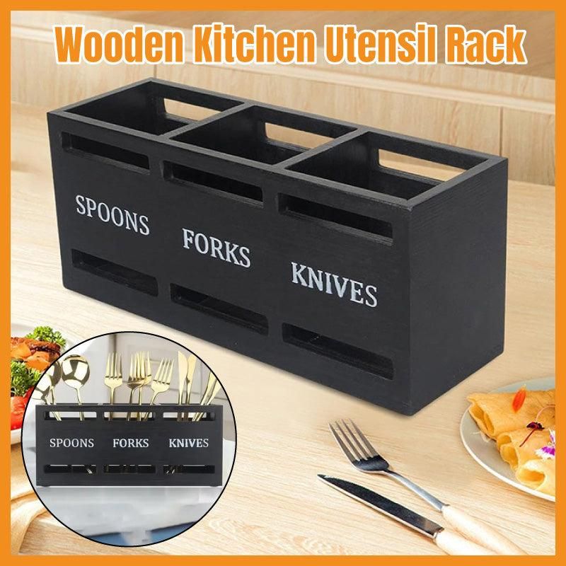 Black Three-Compartment Cutlery Organiser 25.5 x 8.7 x 11 cm - 1 Piece