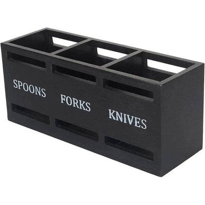 Black Three-Compartment Cutlery Organiser 25.5 x 8.7 x 11 cm - 1 Piece