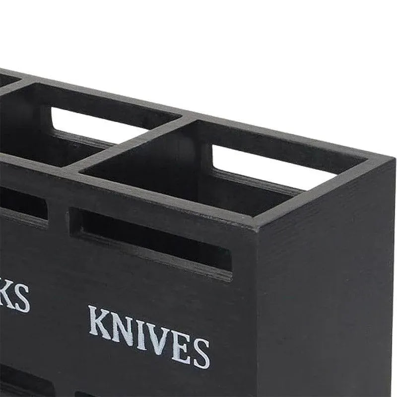 Black Three-Compartment Cutlery Organiser 25.5 x 8.7 x 11 cm - 1 Piece