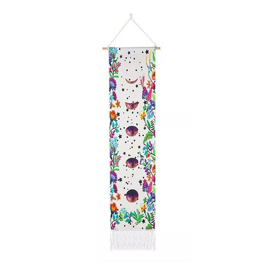 Bohemian Wall Hanging Tapestries Vintage Wall Decor Moon Phase Wall Art Decor - Flower-White