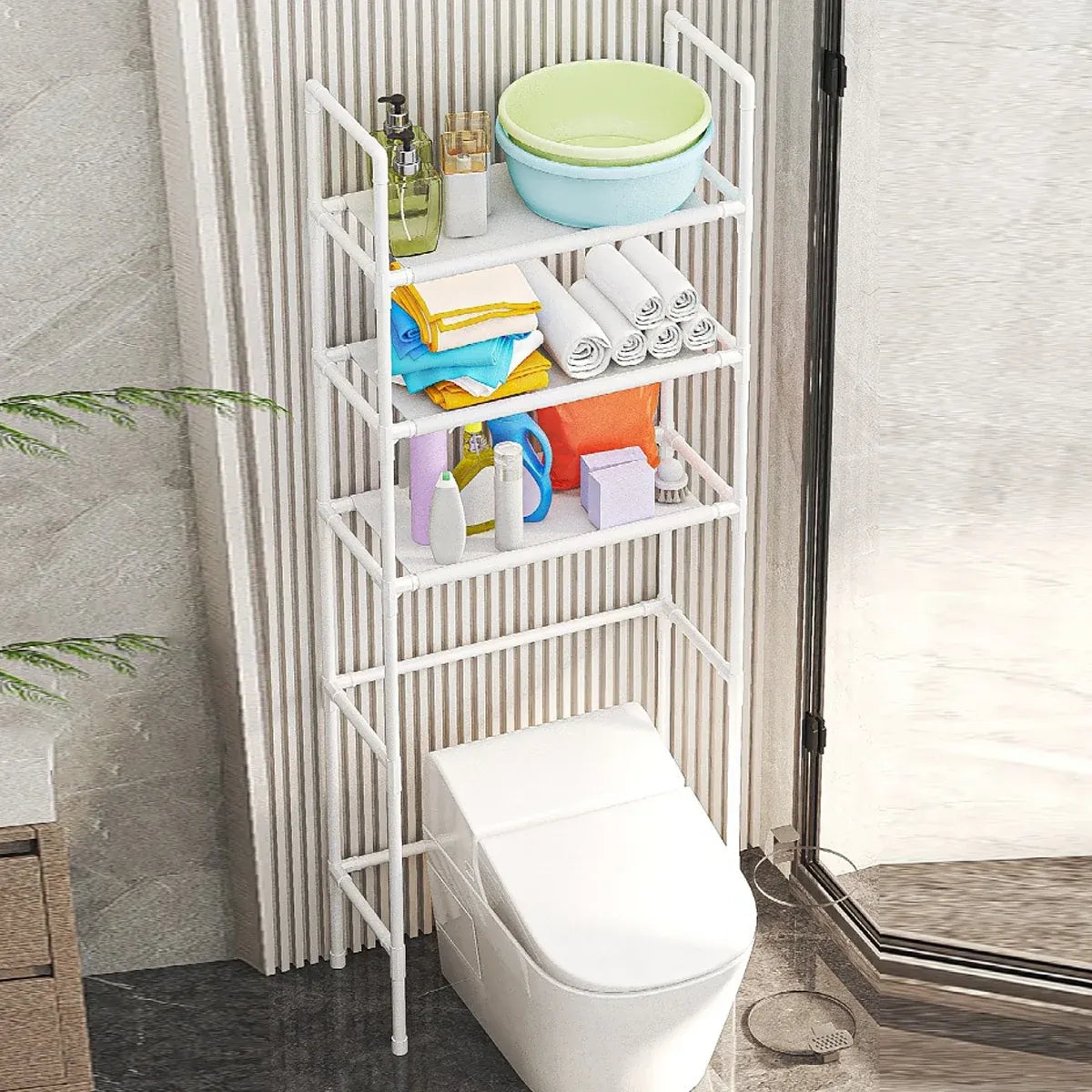 1-Piece Over-Toilet Storage Rack, White
