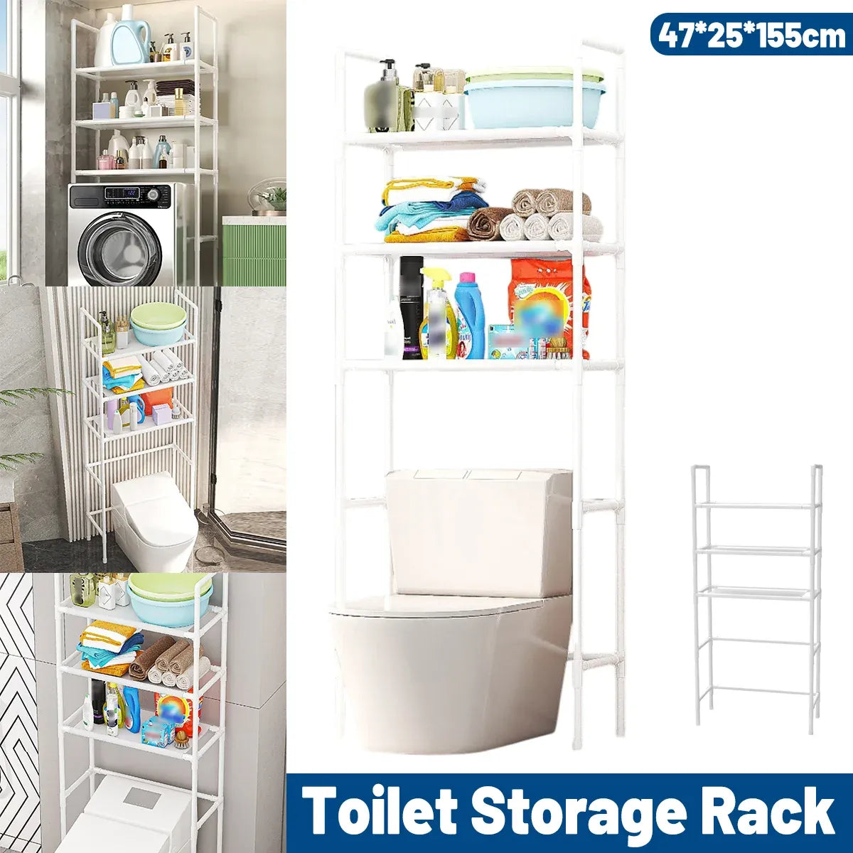 1-Piece Over-Toilet Storage Rack, White