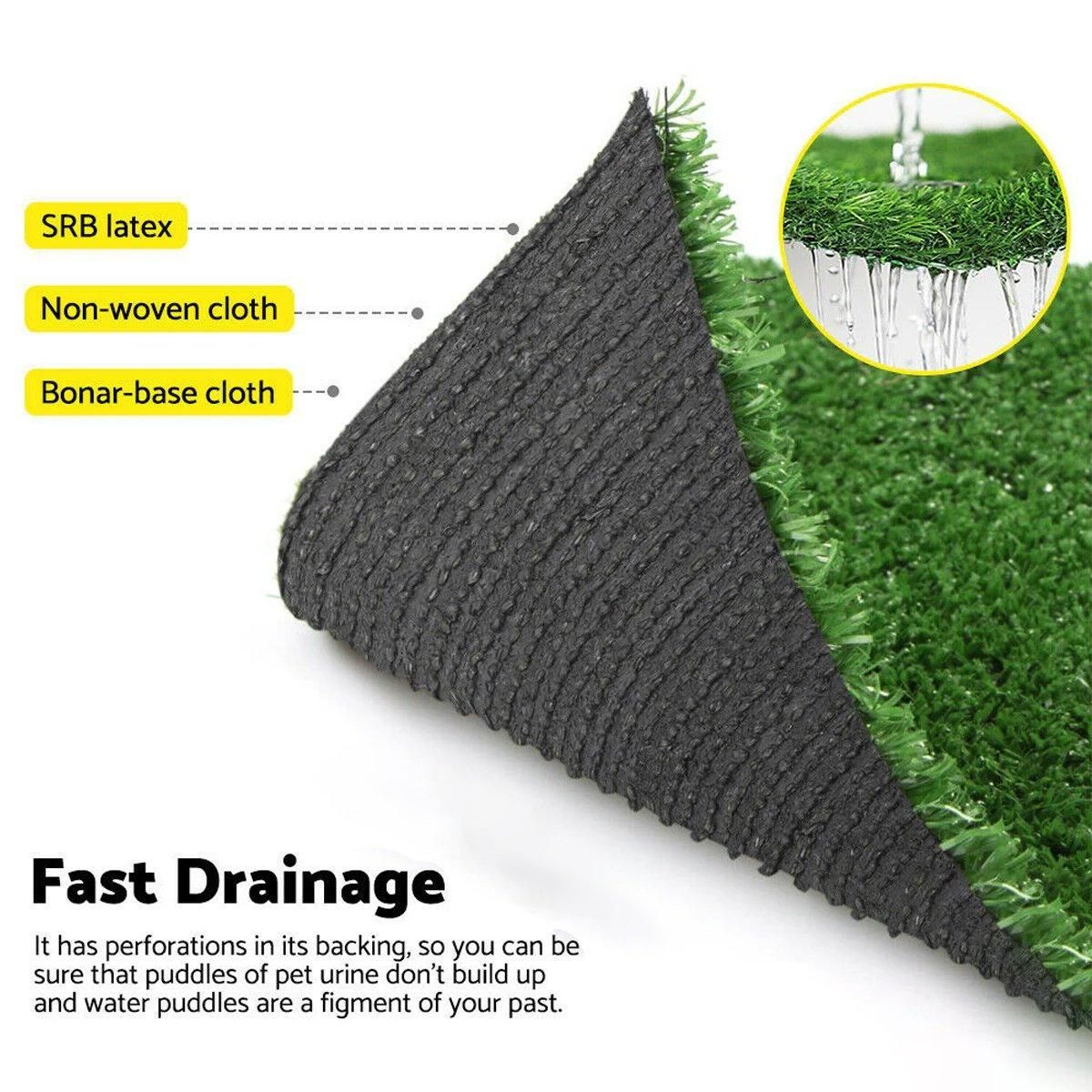 Artificial Grass Turf Roll 2m x 5m (10sqm), 15mm Pile, Green, 1 Roll