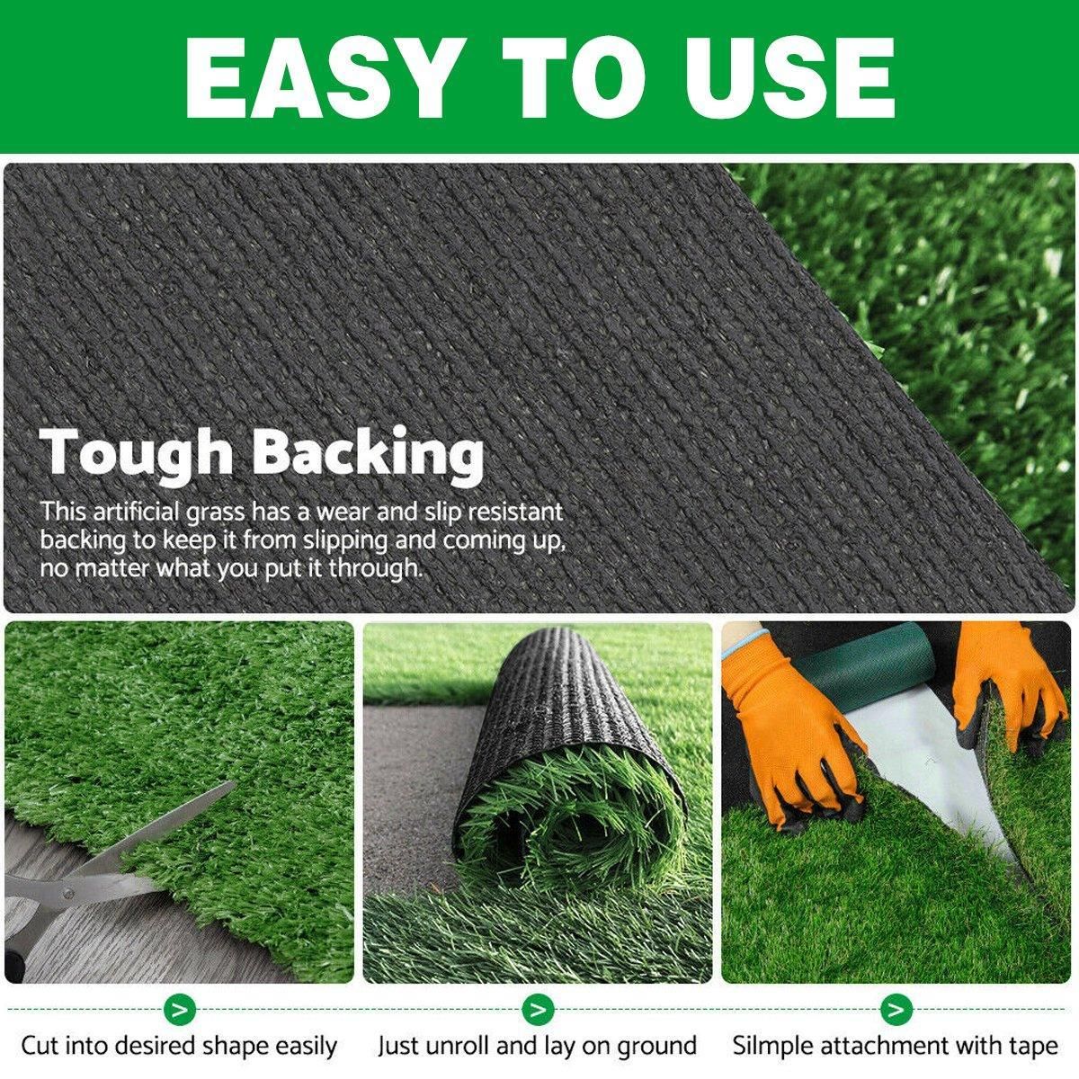 Artificial Grass Turf Roll 2m x 5m (10sqm), 15mm Pile, Green, 1 Roll