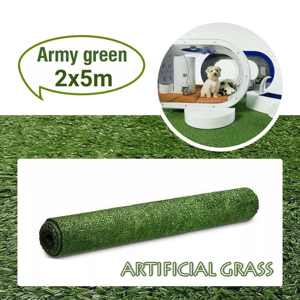 Artificial Grass Turf Roll 2m x 5m (10sqm), 15mm Pile, Green, 1 Roll