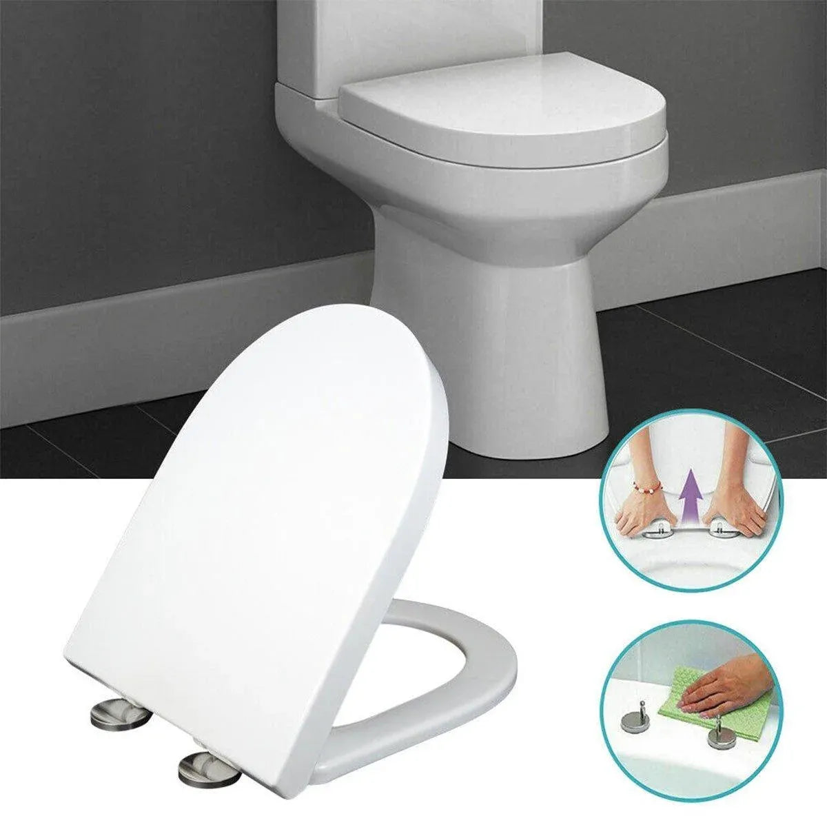 Toilet Seat Cover Universal Toilet Lid Cover Replacement Bathroom Seat Cover